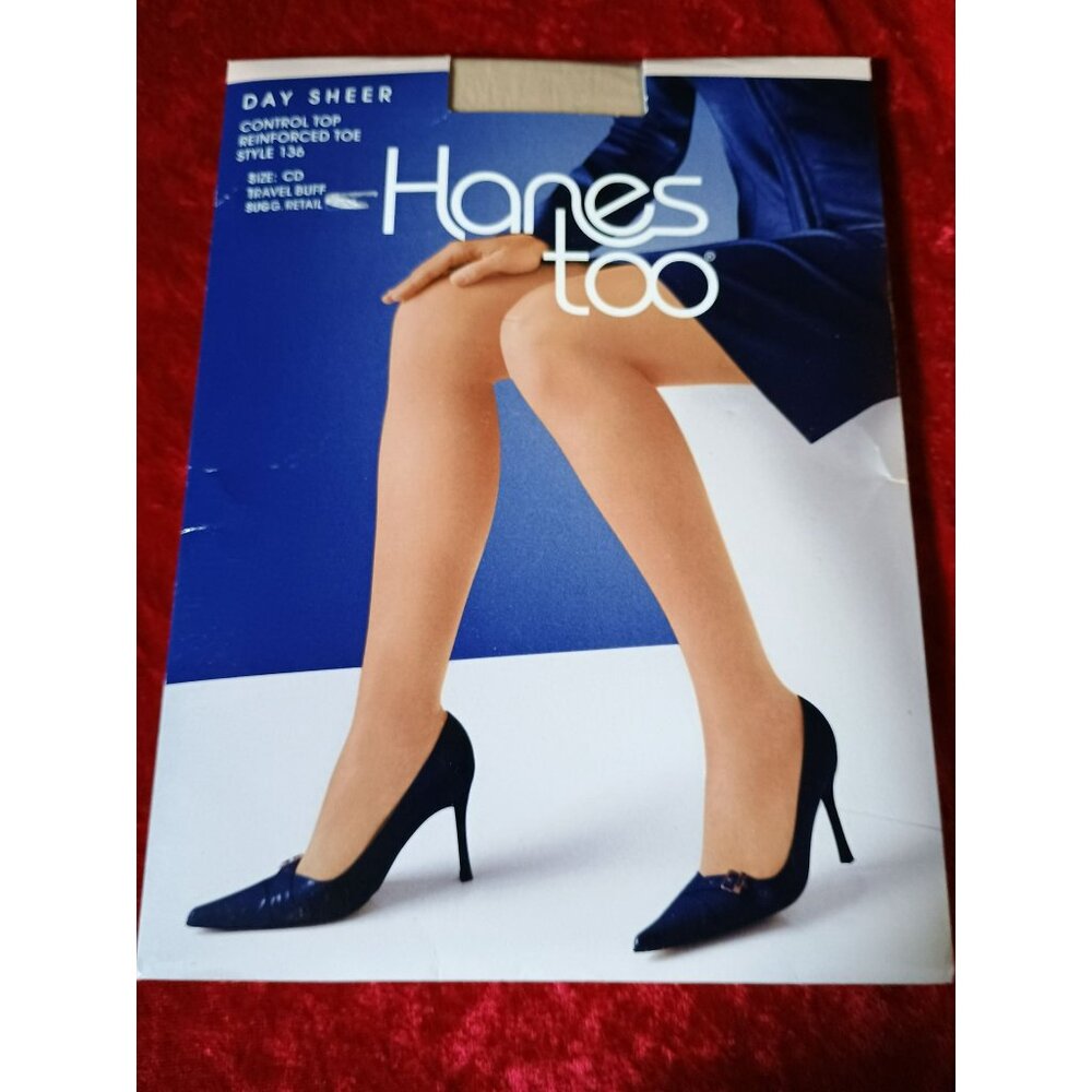 Hanes Too Day Sheer Control Top Pantyhose Style 136‎ Travel Buff Size CD